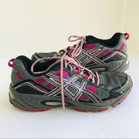 ASICS Gel Ventura 4 Sneakers Sz 9.5 silver & pink - Picture 1 of 9